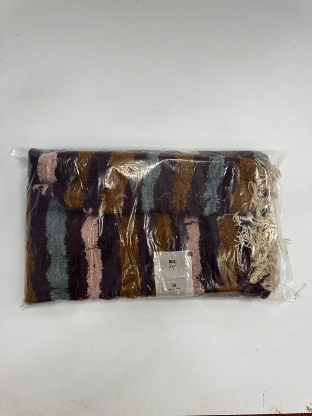 NWT Urban Outfitters Irregular Checkerboard Shaggy Tassel Rug